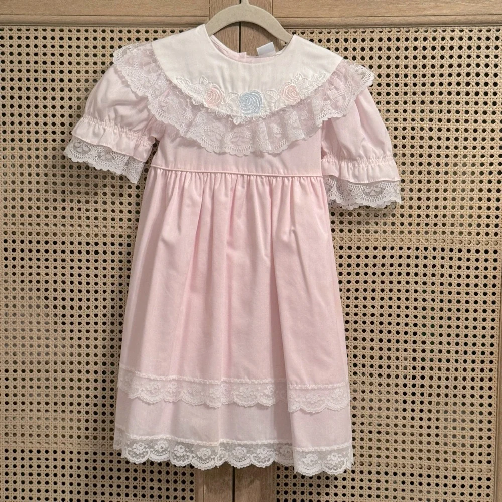 Vintage | Bryan|  pink embroidered dress